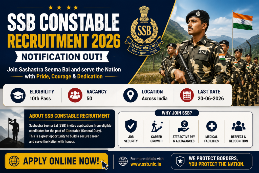 SSB Constable Recruitment 2026 – Notification Out