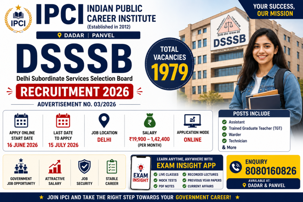 DSSSB Recruitment 2026 Notification Out – 1979 Assistant, TGT & More Posts | IPCI