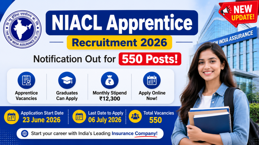 NIACL Apprentice Recruitment 2026 Notification Out for 550 Posts – Apply Online
