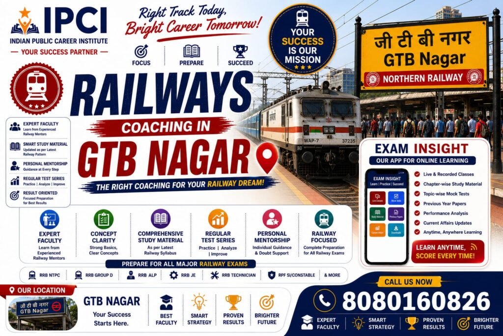 Best Railways Exam Institute in GTB Nagar | RRB NTPC, Group D, ALP & Technician Coaching | IPCI