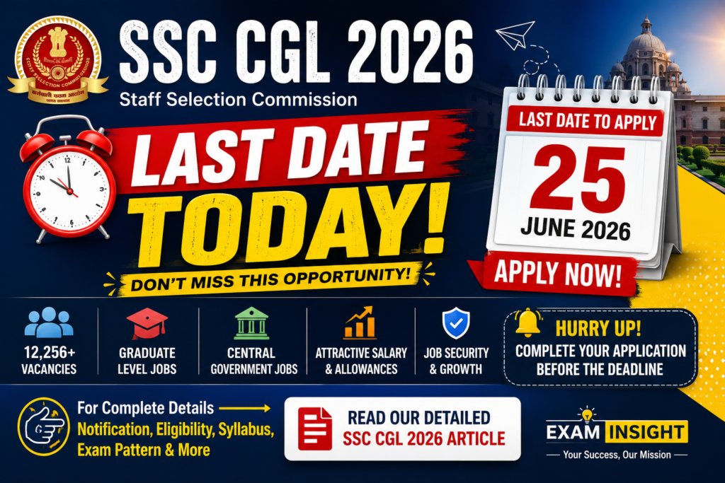 SSC CGL 2026 Application Closing Today!