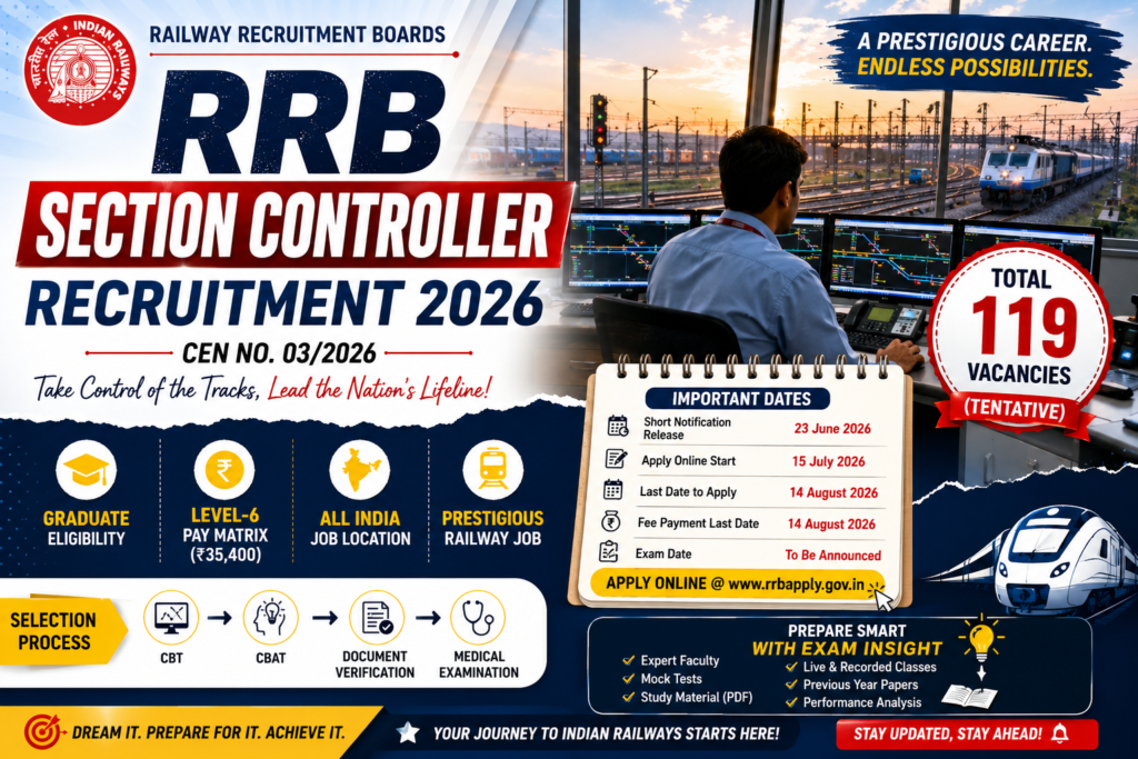 RRB Section Controller Recruitment 2026 Notification Out – Apply Online for 119 Posts